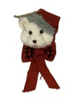 Xmas Decor Bear White Red Grey