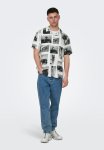 Only & Sons Onsnano Reg Short Sleeve Aop Shirt - Bright White