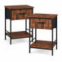 2-PACK Nightstands Side Table With Fabric Drawer 2-TIER Storage Shelves