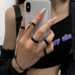 Gothic Punk Chain Finger Ring Bracelet Set Removable Joint Rings With Linked Chains Vintage Bohemian Style Party Accessory For T