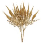 Artificial Golden Plants Decoration Fake Plant Shrubs Plastic Grass Simulation Tail Leaves For Christmas Indoor Outdoor Hall Hom