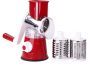 Multifunctional Shredder Tabletop Drum Grater With 3 Interchangeable Drums Red