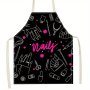 1PC Linen Apron Nail Polish Eyelashes Pattern Apron Sleeveless Cooking Apron Kitchen Bib Apron Household Cleaning Apron Fashion Home Kitchen Special Overalls Kitchen Supplies