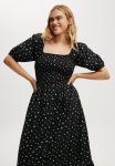 Cotton On Eden Button Through Maxi Dress - Bobbi Ditsy Black
