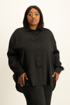 Dani Oversized Satin Shirt - Black - 2XL
