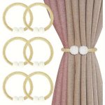 2-PACK Magnetic Curtain Tiebacks With Faux Pearl Freestanding Curtain Holdbacks For Bedroom & Living Room - Featherless Non-elec