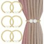 2-PACK Magnetic Curtain Tiebacks With Faux Pearl Freestanding Curtain Holdbacks For Bedroom & Living Room - Featherless Non-electric Fabric Curtain Accessories