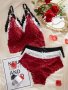 6 Pcs Romantic Wide Strap Lace Bra & Panties Scalloped Trim Bra & Bow Panties Lingerie Set Women's Lingerie & Underwear