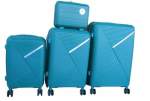Smte Unbreakable Travel Luggage 4 Piece Suitcases Spinner Coral Blue With Keychain