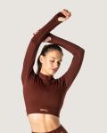 Ribbed Statement Zip-up Long Sleeve - Maroon - Large