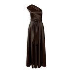 Brown Asymmetrical Midi Dress
