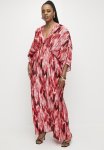 Dolman Sleeve Pleated Maxi Dress - Red Diffusion Watercolour.