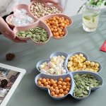 1PC Love Heart Shaped Divided Storage Fruit Plate Home Living Room Tea Table Dried Fruit Snack Tray Dessert Plate Peach Heart Sh