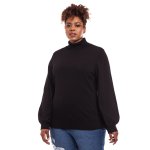 Donnay Plus Size Longer Line Black Tunic With Bell Sleeve Detail