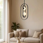 Miro Metal And Glass 2 Light Oval Chandelier