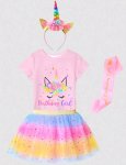 Unicorn 4 Psc Happy Birthday Outfit