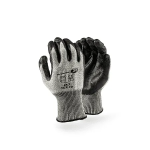 Seamless Liner Knitwrist With TAEKI5 Black Nitrile Palm Coated On Grey