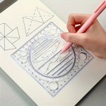 1PC 2PCS Multifunctional Rotatable Drawing Template Geometric Measuring Tool Creative Painting Ruler Office Supplies Art Design
