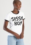 Sissy Boy Winning: Regular Fit Print Logo Top With Contrast Binding - Black White