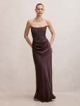 Ivy Lace Corset Drape Maxi Dress - 16 Dark Chocolate