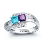 CRI101966 - 925 Sterling Silver Personalized Ring Names & Birthstones