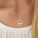 Ella 925 Sterling Silver Cz Double Heart NECKLACE Size 13X17MM On 45CM Chain