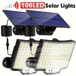 1/2PCS Solar Light Outdoor 106 LED Super Bright Motion Sensor Light Solar Strong Power LED Garden Wall Lamp With 4 Working Modes
