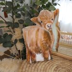 Shaped Pillow Highland Cow Farm
