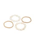 Goldair Gold Beaded & Genuine Shell Discs Bracelets 4-PACK