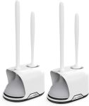 Lefree 2 In 1 Toilet Brush And Plunger Set With Silicone Bristles Plastic Material Includes Holder White black For Deep Cleaning