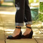 Merisa Leather Peep Toe Wedge - Black - 8