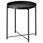 Round Metal Tray Side Table - Black