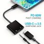 2-IN-1 USB Type C To 3.5MM Audio Earphone Aux Splitter Pd 60W Fast Charging Compatible With Ipad Pro 2021 2020 Ipad AIR4 MINI6