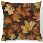 Autumn Pumpkin Sunflower Maple Leaf Pattern Throw Pillow Cover 44.96CM X 44.96CM Contemporary Zippered Polyester Cushion Case Fo
