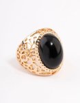 Goldair Gold Black Filigree Ring - M l