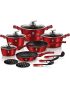 15 Piece Marble Coating Non-stick Cookware Set - Burgundy