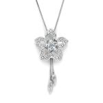 Silver Tone Flower Pendant With Clear Crystals