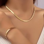 Necklace + Bracelet Minimalist Style Jewelry Set Trendy Snake Chain Design Suitable For Men And Women Silvery Or Golden Pick A C