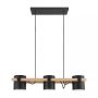 Eurolux - Hornwood Black & Brown Pendant Light Steel & Wood E27