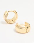 Goldair Gold Plated Cubic Zirconia Outline Bold Huggie Earrings
