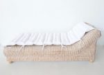 White Washed Rattan Bed & Cushion 78X210X90CM