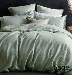 Sage Horrockses Stone Wash Duvet Cover Set