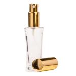 30ML Clear Glass Round Curved Perfume Bottle With Gold Spray & Gold Cap 18 410