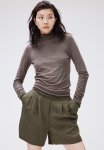 Knee-length Shorts - Dark Khaki Green
