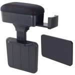 Rupse Universal Car Armrest Storage Box With Cup Holder Adjustable Wrist Support Center Console Organizer For Most Cars Black Re