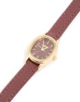 Goldair Gold Burgundy Pu Leather Oval Watch
