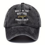 Cool Hippie Curved Brim Baseball Cap Built In The Sixties Print Distressed Trucker Hat Snapback Hat For Casual Leisure Outdoor S