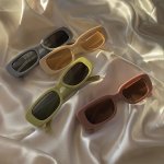 4PCS Retro Rectangle For Women Men Punk Hiphop Fashion Anti Glare Sun Shades Beach Party Club