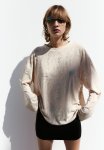 Oversized Worn-look Top - Light Beige