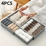 4PCS SET Underwear Storage Boxes Closet Drawer Divider Organizer Simple Foldable Storage Box For Socks Bras Underwear Ties Belts